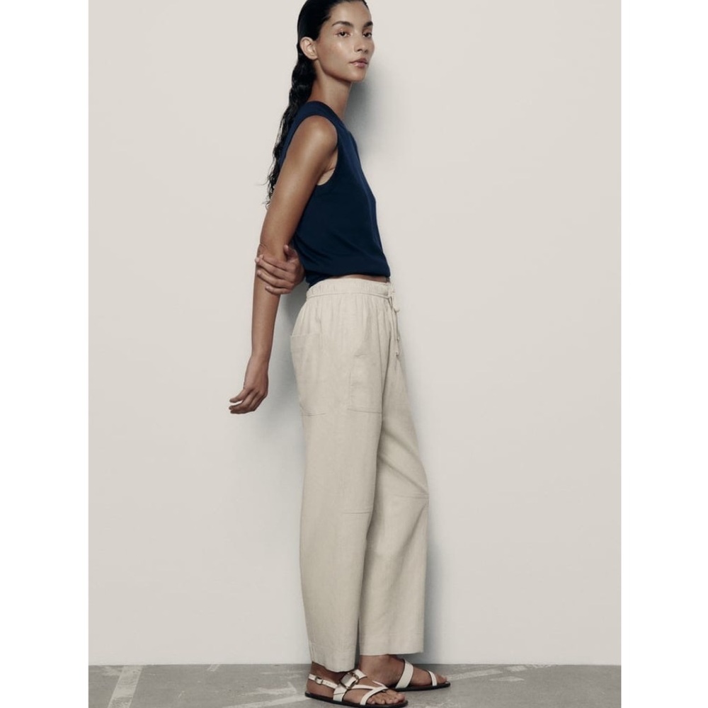 Zara Relaxed Fit Linen-Blend Pants Sz. Small - Picture 9 of 11